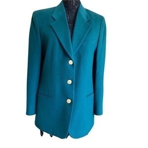 Vintage Nordstrom Emerald Green Tailored Felted Wool Padded Shoulder Blazer